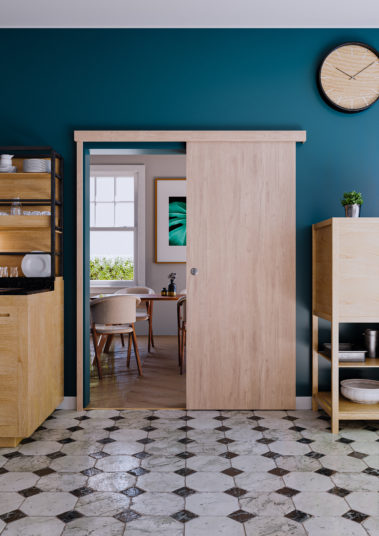 Porte coulissante en applique, coulicool, bricolage, porte, porte coulissante, grande surface, bois, porte bois, moderne, tendance, design, contour de porte, recouvrir dormants, nez de cloison