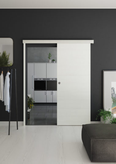 Porte coulissante en applique, coulicool, bricolage, porte, porte coulissante, grande surface, bois, porte bois, moderne, tendance, design, contour de porte, recouvrir dormants, nez de cloison