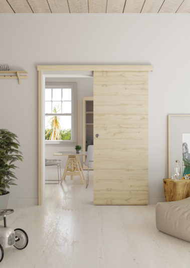 Porte coulissante en applique, coulicool, bricolage, porte, porte coulissante, grande surface, bois, porte bois, moderne, tendance, design, contour de porte, recouvrir dormants, nez de cloison