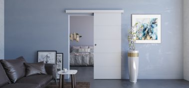 Porte coulissante en applique, coulicool, bricolage, porte, porte coulissante, grande surface, bois, porte bois, moderne, tendance, design, contour de porte, recouvrir dormants, nez de cloison