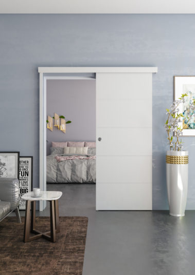 Porte coulissante en applique, coulicool, bricolage, porte, porte coulissante, grande surface, bois, porte bois, moderne, tendance, design, contour de porte, recouvrir dormants, nez de cloison