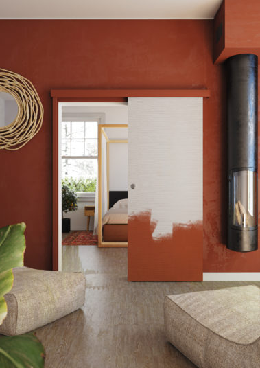 Porte coulissante en applique, coulicool, bricolage, porte, porte coulissante, grande surface, bois, porte bois, moderne, tendance, design, contour de porte, recouvrir dormants, nez de cloison