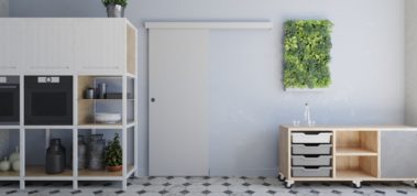 Porte coulissante en applique, coulicool, bricolage, porte, porte coulissante, grande surface, bois, porte bois, moderne, tendance, design, contour de porte, recouvrir dormants, nez de cloison