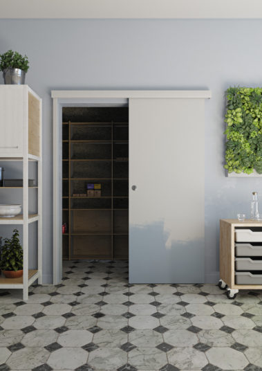 Porte coulissante en applique, coulicool, bricolage, porte, porte coulissante, grande surface, bois, porte bois, moderne, tendance, design, contour de porte, recouvrir dormants, nez de cloison